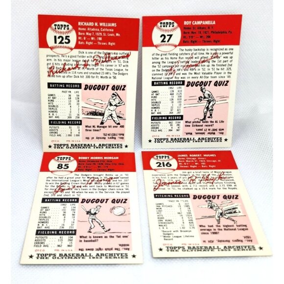 Brooklyn Dodgers 1953 Topps Vintage Reprint Baseball Cards 4 Card Bundle - Picture 2 of 10